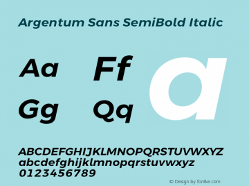 Argentum Sans SemiBold Italic Version 5.001;March 13, 2019;FontCreator 11.5.0.2425 64-bit图片样张