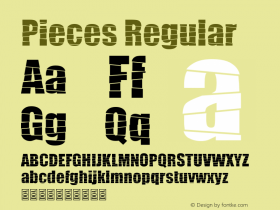 Pieces Version 1.00;March 11, 2019;FontCreator 11.5.0.2422 64-bit Font Sample