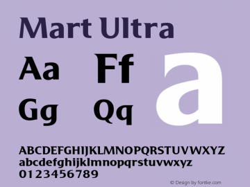 Mart-Ultra Version 4.001 Font Sample