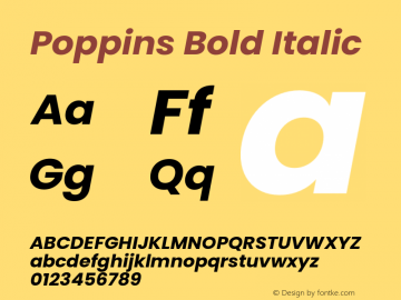 Poppins Bold Italic 4.003b9 Font Sample