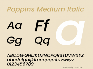 Poppins Medium Italic 4.003b9 Font Sample