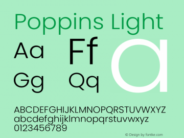 Poppins Light 4.003b8 Font Sample