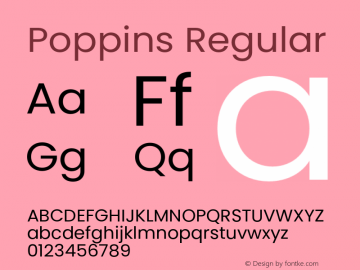 Poppins Regular 4.003b8 Font Sample