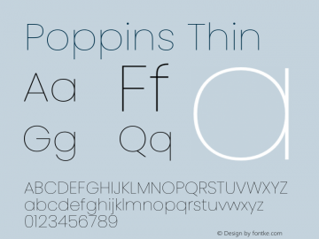 Poppins Thin 4.003b8 Font Sample