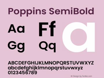 Poppins SemiBold 4.003b8 Font Sample