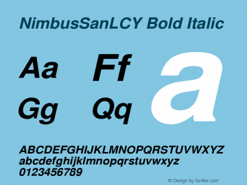 NimbusSanLCY Bold Italic Version 001.005 Font Sample
