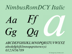 NimbusRomDCY Italic Version 001.005图片样张