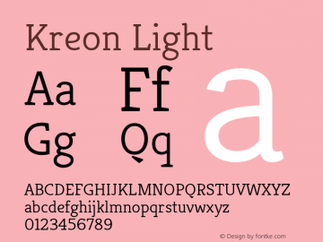 Kreon Light Version 2.000; ttfautohint (v1.8.2) -l 8 -r 50 -G 200 -x 14 -D latn -f none -a qsq -X 