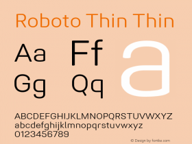 Roboto Thin Version 1.005 | CWR FONToMASS Premium compilation Font Sample