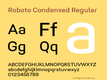 Roboto Condensed Regular Version 1.005 | CWR FONToMASS Premium compilation Font Sample