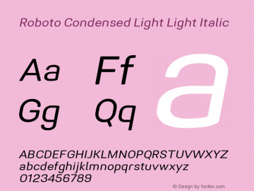 Roboto Condensed Light Italic Version 1.005 | CWR FONToMASS Premium compilation图片样张