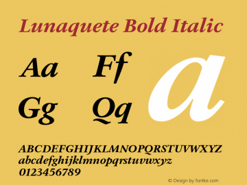 Lunaquete-BoldItalic Version 1.002 | wf-rip DC20170330 Font Sample