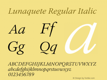 Lunaquete-Italic Version 1.002 | wf-rip DC20170330 Font Sample