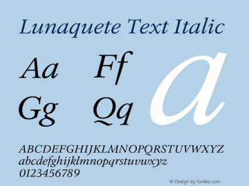 Lunaquete-TextItalic Version 1.002 | wf-rip DC20170330 Font Sample