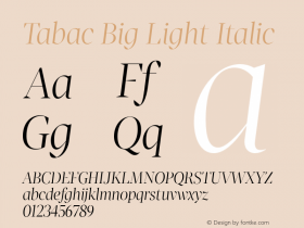 Tabac Big Light Italic Version 1.000图片样张