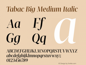 Tabac Big Medium Italic Version 1.000图片样张