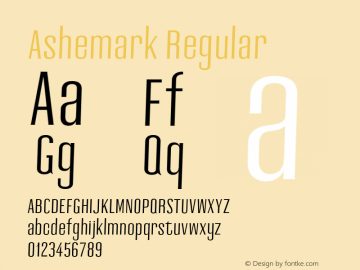 Ashemark Regular 0.1.0 Font Sample