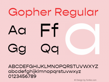 Gopher-Regular Version 1.000;PS 001.000;hotconv 1.0.88;makeotf.lib2.5.64775;YWFTv17 Font Sample