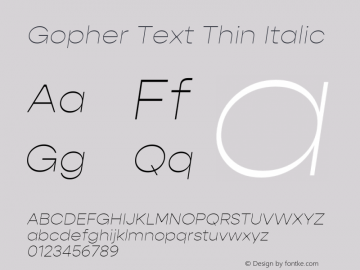 GopherText-ThinItalic Version 1.000;PS 001.000;hotconv 1.0.88;makeotf.lib2.5.64775;YWFTv17 Font Sample