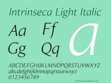 Intrinseca-LightItalic 1.000 Font Sample