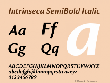 Intrinseca-SemiBoldItalic 1.000 Font Sample