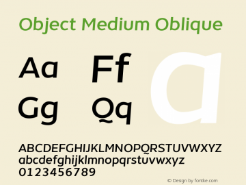 Object Medium Oblique Version 1.002;PS 001.002;hotconv 1.0.88;makeotf.lib2.5.64775;YWFTv17 Font Sample
