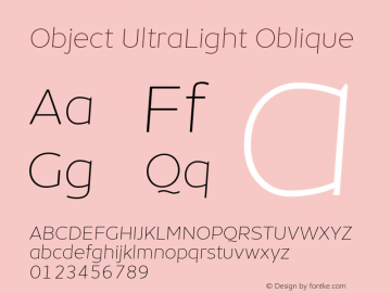 Object UltraLight Oblique Version 1.002;PS 001.002;hotconv 1.0.88;makeotf.lib2.5.64775;YWFTv17 Font Sample