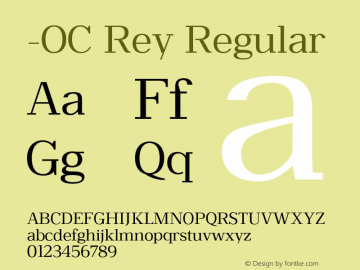 -OC Rey Regular Version 1.000;PS 001.000;hotconv 1.0.88;makeotf.lib2.5.64775 Font Sample