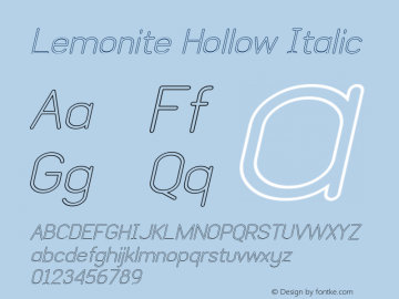 Lemonite-HollowItalic Version 1.002 Font Sample