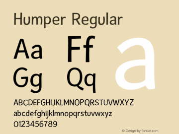 Humper-Regular Version 1.008 2005 Font Sample