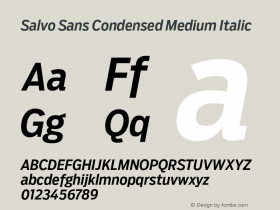 SalvoSans-CondensedMediumItalic Version 1.000 Font Sample