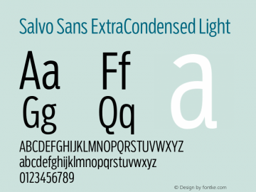 SalvoSans-ExtraCondensedLight Version 1.000图片样张