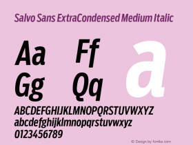 SalvoSans-ExtraCondensedMdIt Version 1.000 Font Sample