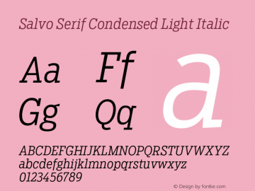 SalvoSerif-CondensedLightItalic Version 1.000 Font Sample