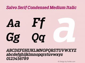 SalvoSerif-CondensedMediumIt Version 1.000 Font Sample