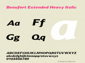 Beaufort-ExtendedHeavyItalic Version 2.02 Font Sample