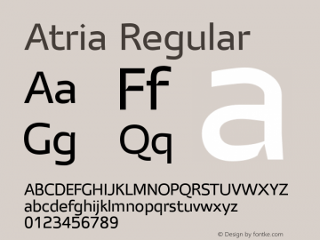 Atria-Regular Version 1.000 Font Sample