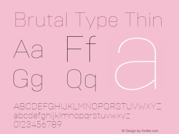 Brutal Type Thin Version 1.001 Font Sample