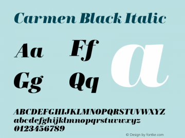 Carmen-BlackItalic Version 1.000图片样张