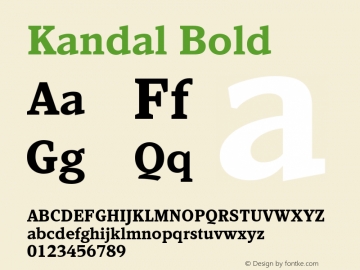 Kandal Book Bold Version 1.004; Kandal Book Bold Font Sample
