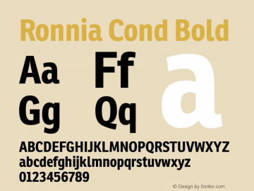 Ronnia Cond Bold Version 1.001; ttfautohint (v1.5)图片样张