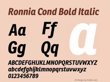 Ronnia Cond Bold Italic Version 1.001; ttfautohint (v1.5)图片样张