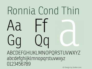 Ronnia Cond Th Version 1.001; ttfautohint (v1.5)图片样张