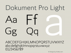 DokumentPro-Light Version 2.00 Font Sample