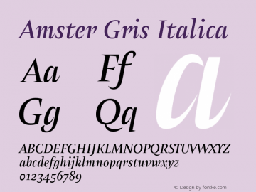 Amster-GrisItalica Version 1.000;PS 001.000;hotconv 1.0.70;makeotf.lib2.5.58329 Font Sample