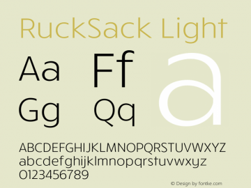 RuckSack-Light Version 1.001;PS 001.001;hotconv 1.0.88;makeotf.lib2.5.64775 Font Sample