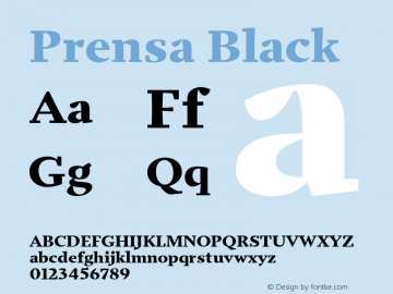 Prensa-Black Version 1.000 Font Sample