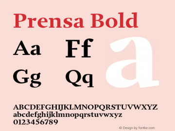 Prensa-Bold Version 1.000 Font Sample