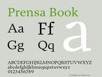 Prensa-Book Version 1.000 Font Sample