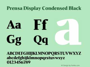 PrensaDisplay-CondensedBlack Version 1.000 Font Sample